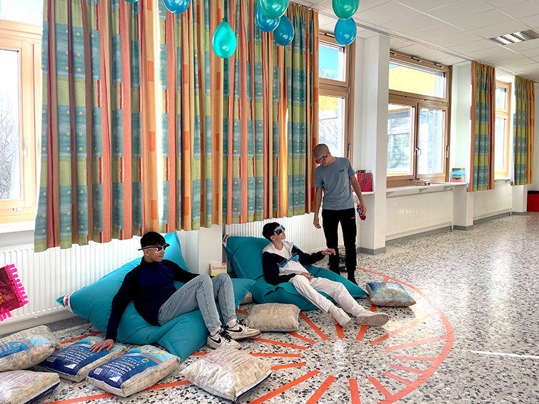 Testsetting in der Aula der SMS