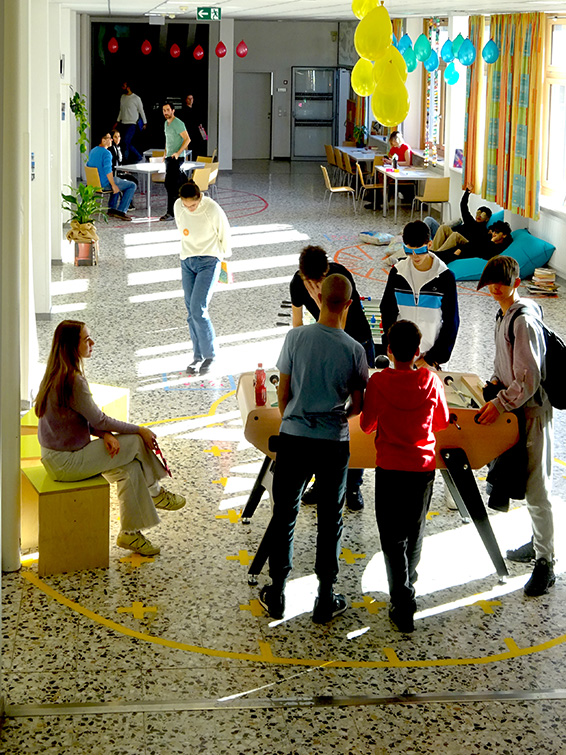Testsetting in der Aula der SMS