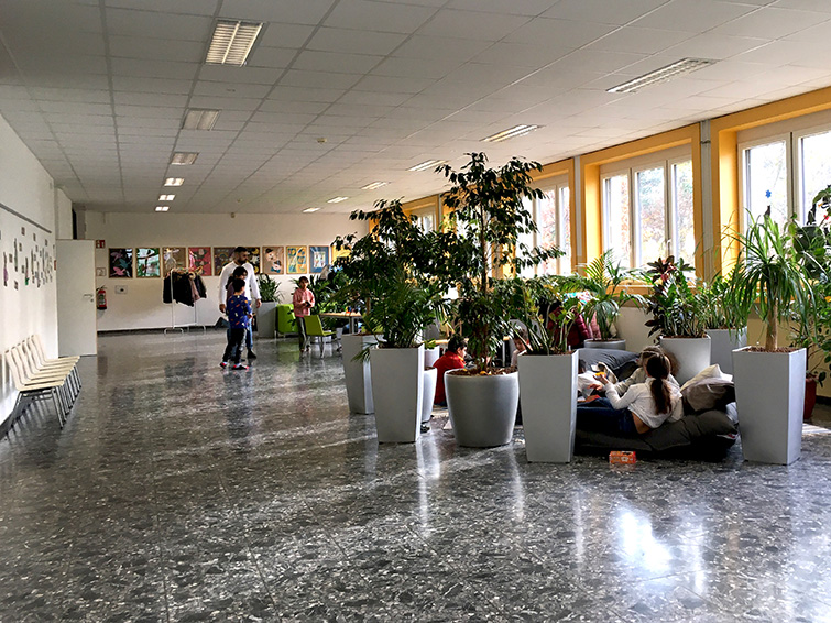 Testsetting in der Aula der VS Wendi