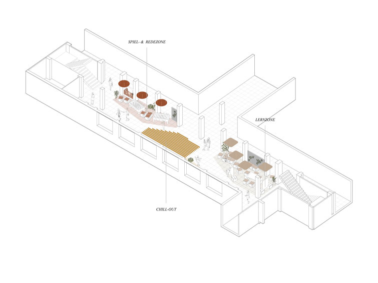 Axonometrische Darstellung des Projekts "Auditorium" von Sara Morelli